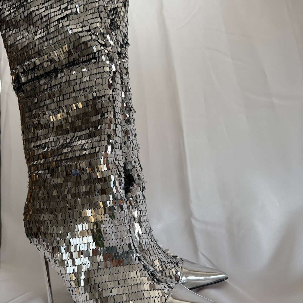 Steve Madden Sequin Disco Silver Boots